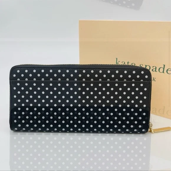 Kate Spade Continental Wallet Leather Black/White - Picture 3 of 7